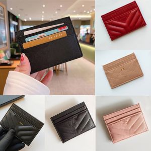 Designer Card Holder Men Womens Leather Quilted Cards Canvas Holders luxury Black Lambskin Mini Double Sided Wallets Coin purse Leather Bag Fashion black red pink