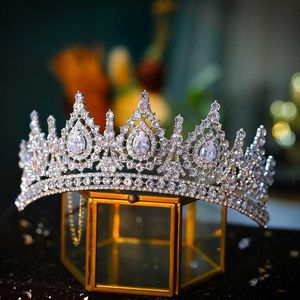 Outros acessórios de moda Crown da coroa de zircônia cúbica de luxo coroas coroas de noiva da rainha Princesa Rhinestone concurso diadema de bandana de casamento judeu judeu j0525