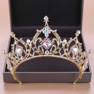 Other Fashion Accessories Gold Color Diadem Bridal Hair Jewelry Crystal Beads Tiaras Rhinestone Crown Headpiece Women Wedding Hair Accessories FORSEV J230525