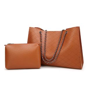 HBP-Verbundtasche, Umhängetasche, Handtasche, neue Designer-Tasche, hochwertige Mode, zwei in einer, gerippte Einkaufstasche mit Karokette, dicky0750