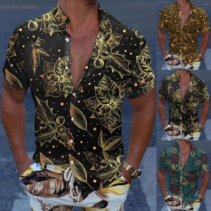 Männer T-Shirts Männer Casual Kurzarm Frühling Sommer Turndown Neck 3D Gedruckt Hemd Lange Valentinstag Colla