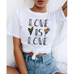 نساء القمصان LGBT قميص الحب فوز هو ثنائي الجنس مثلي الجنس مثلي الجنس النساء قوس قزح أنثى تي شيرت تي شيرت tee kawaii