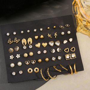 40 Teile/satz Gold Farbe Ohrring Set Vintage Schmetterling Herz Perle Kristall Stud Ohrringe für Frauen Koreanische 2022 Brincos Schmuck Geschenk