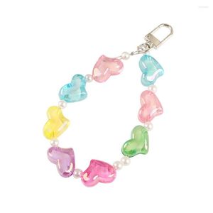 Keychains Handmade Transparent Heart Keychain Sweet Candy Color Star Key Ring For Women Girl Bag Car Chain Pendant Charms