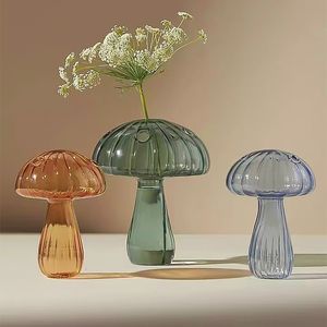 Vazolar cutelife mini renkli cam çiçek vazo nordic mantarlar ev dekorasyon yemek masası vazo aromaterapi şişesi hidroponik vazo 230525