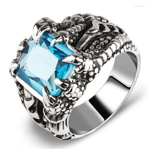 Cluster Rings Fashion Dragon Claw Silver Color Ring For Men Hip Hop Cool Punk Male Crystal Nightclub Jewelry Accessories