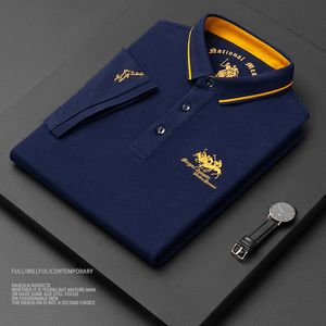 Męska wysokiej jakości wysokiej jakości bawełniana haftowa koszulka polo Summer High-end Business Casual Lapel Short Sleeve T-shirt 230524