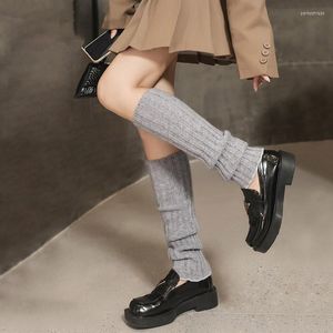 Damen Socken Warme Winter Frau Mädchen Strickstiefel Weiß Schwarz Grau JK Lange Manschette Weiches Kleid Y2k Zubehör Beinwärmer