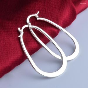Hoop Earrings High Quality 925 Sterling Silver U-Shaped Glossy Simple Women Wedding Engagement Jewelry Gifts