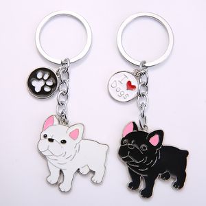 Nuovo cartone animato Bulldog francese Cane Portachiavi Bambola carina Portachiavi per donna / Uomo / Bambini Coppia creativa Ins Ciondolo borsa Portachiavi auto