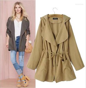Women's Trench Coats 2023 Autumn And Winter Pattern Fashion Long Fund Even Hat Frivolous Windbreaker Loose Coat Six Color