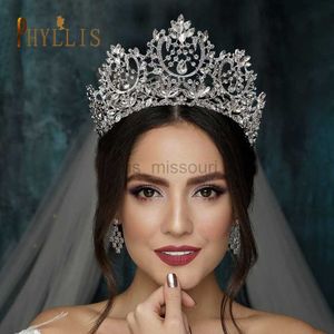 Diğer Moda Aksesuarları A195 Barok Düğün Kafa Bandı Kristal Gelin Kronlar ve Tiaras Saç Takı Aksesuarları Kadın Rhinestone Meapear Queen Dia J230525