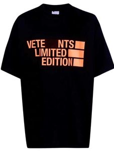 Vetements T Shirt Uomo Donna Manica corta Big Tag Hip Hop Allentato Casual Ricamo Vetements Tees Nero Bianco T-shirt Top Tees su011