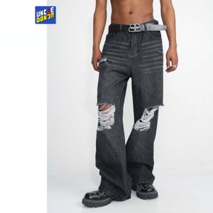 Męskie dżinsy Y2K Vintage Vintage dżinsy ubrania modne spodnie Czarne streetwearne proste spodnie spodnie dla mężczyzn 230524