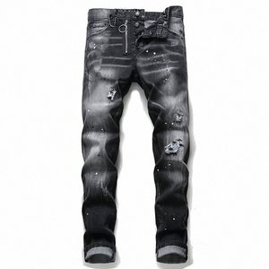 Designer Herren gestickte Abzeichen Jeans Männer neue Persönlichkeit gedruckt kleine Fuß Hosen Mode Trend schlanke Männer Streetwear Hosen q02d #