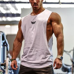 Mens Tank Tops Bodybuilding Men Sports Sleeveless shirt Muscle guys Vest Fitness Drop Armhole Solid Tees Cotton Gym Singlets 230524