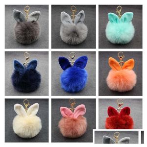 Key Rings Ship Cute Rabbit Ears Balls Hanging Keychain Bag Fur Ball Pendant Gift R278 Mix Order 20 Pieces A Lot Keychains Drop Deliv Dhvgl