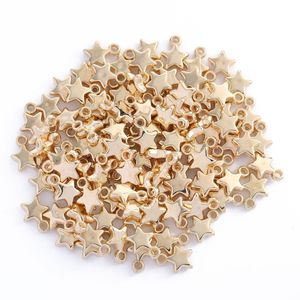 100pcs 9mm星ビーズチャームゴールドシルバーメッキccbプラスチック製の小ペンダントfor diyジュエリー製造ブレスレットネックレスイヤリングペンダント