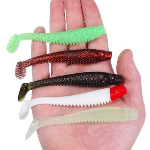 ベイトルアー5pcs/batch 10cm 5.7g沈んだT字型魚の尾柔らかいベイトフェイクレーレシャッドバスパーカー人工シリコーンウォブラーP230525