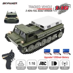 CAR ELETRIC/RC WPL E-1 1/16 RC TANK TRADO 2.4G 4WD Super Crawler Rastreado controle remoto 1 16 Veículo off-road Electric Kids RC Toys for Boys 230525