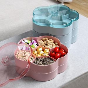 Storage Bottles Simple Dried Fruit Tray Creative Flower-Shaped Transparent Wedding Candy Box Plastic Snack Melon Seed Container With Lid