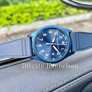 Mens Watch Asia 2813 Wrist Movematic Movementwatches Blue Rubber Band Steel Case 40mm Gent Watches