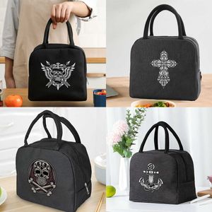 Backpacking Packs Cooler Handbag Portable Isolated Zipper Hot Sail Fabric Bag Food Picnic Unisex Travel Lunch Box Organizer Headbone Printing P230524