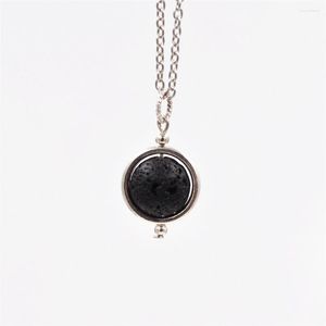 Pendanthalsband 1st) Nature Lava Stone Essential Oil Diffuser Halsbandsmycken Minimalist 14mm Chain