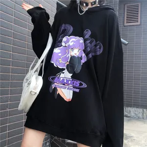 23-Autumn and winter beautiful girl printed loose plush sweater women's coat top