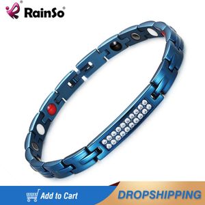 Bracelets Rainso Zircon Crystal Bracelet Healthy Magnetic Therapy Bracelet Bangles For Women Bio Energy Hologram Bracelet Blue Jewelry