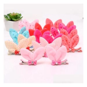 Clipes de cabelo Barrettes Crianças Acessórios para gancho de cabelo Baby Diamond Orends Rabbit Bow Girl Hairpin FJ065 Mix Order Drop Drop Dation Je Dhe8W