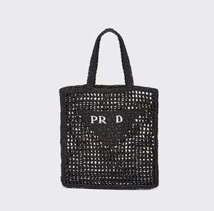 2024 Tote Bag Designer bag Straw bag beach bag Fashion Mesh Hollow Woven for Summer Straw bag Black apricot summer woven bag Vacation bag Large capacity shopping bag