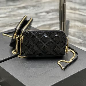 10A Designers de qualidade espelhado 19 cm Mini Becky Bandbag Womens Black Patent Leather Bags