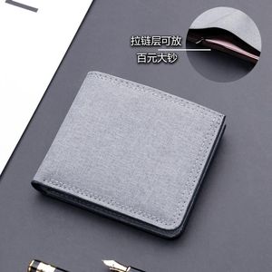 Wallets Canvas masculinas curta com zíper para moedas de moeda de dinheiro pequeno bolsas finas portadores carteira carteira porte feuille homme