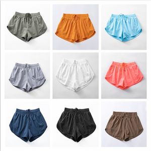 lu lu yogaホットホットショーツフィットジッパーポケットハイアップクイックドライレモンレモンレモントレインショートルーズスタイル通気性ジム