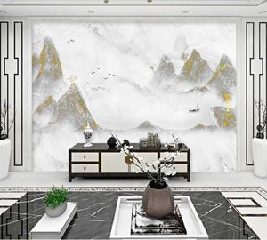 Bakgrundsbilder Xuesu Custom 3D -tapet Mural Kinesiskt landskap Stone Marble Artistic Bakgrund Vägg