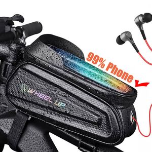 Panniers väskor regntät cykelväska cykel främre mobiltelefonhållare med pekskärmens topprörscykling reflekterande MTB -tillbehör 230525