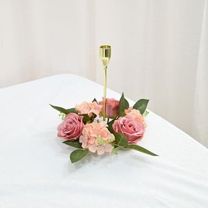 Dekorativa blommor fancy simulering rose iögonfallande imitation fin utförande po props bordsljusstake falsk blomma girland