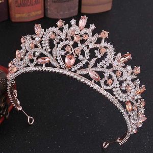 Inne modne akcesoria retro barokowe styl Rose Goldsilver Kolor Kryształowe Korony Korony Księżniczki Bride Noiva Wedding Hair Akcesoria J230525