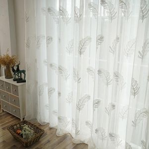 Cortina de cortina de penas bordadas cortinas de janela pura de armário de armário de espas