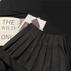 Skirts designer 2023 Summer New Triangle Belt Decoration Locomotive Dark Style Handsome Short Pleated Nylon Half Skirt JQA7