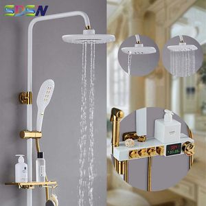 Zestawy prysznicowe w łazience cyfrowy zestaw prysznicowy SDSN cztery funkcje łazienki prysznic System zraszaczy deszczu w kąpieli prysznic termostatyczna kąpiel prysznic G230525