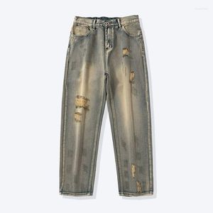 Мужские джинсы Foufurieux разорваны для мужчин роскошная уличная одежда мешковатые панталоны Хай -стрит. Случайные 2023 года летние брюки y2k harajuku