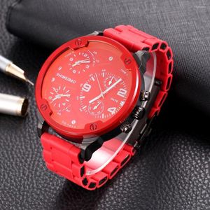 腕時計ブランドのクロノグラフ時計男性複数のタイムゾーンレッドスチールストリップクォーツビジネススポーツ腕時計DZスタイルレロジオマスキュリノ