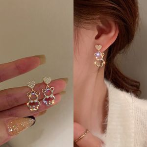 2022 neue Perle Strass Bär Liebe Ohrringe Weibliche Exquisite Kleine Ohrringe Korea Einfache Nette Ohrringe Weibliche Partei Schmuck