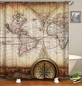 Shower Curtains Retro Vintage Old Earth Bathroom Curtain For Kid Student Novelty Home Decor Antique Art Print