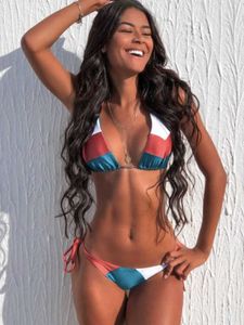 Kvinnors sexiga grimma kvinnor thong micro push up 2023 brasilianska bikini tropiska växttryck badkläder sträng mini baddräkt p230525