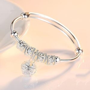 Bangle Women's 925 Silver Armband Women's Palace Bell Japanese and Korean Version Fashionable Wild Silver Gift Bead Armband smycken