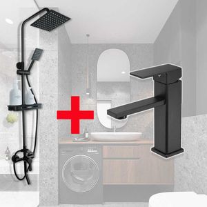 Banyo duş setleri banyo musluk seti siyah yağış duş duvar montaj küveti 3 yollu duş depolama rafı sıcak ve soğuk duş sistemleri mikser musluk g230525