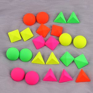 FishSheep Geometry Neon Round Square Acrylic Big Stud Earrings For Women Bohemian Geometric Triangle Earrings Fashion Jewelry